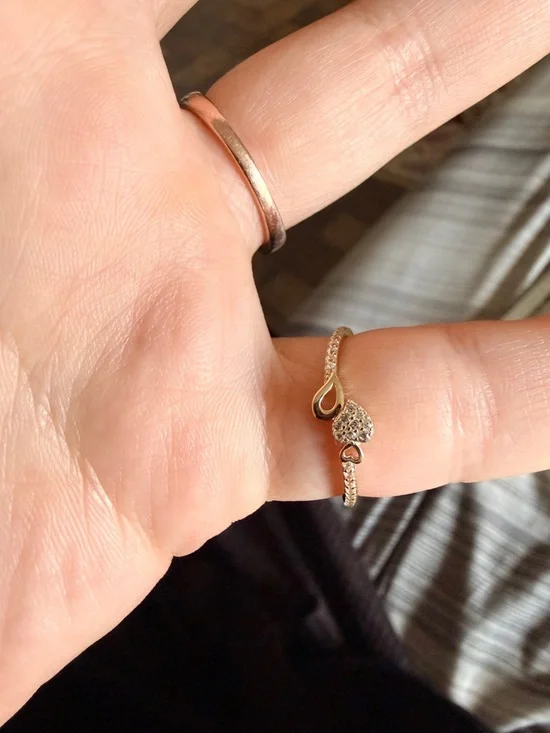 Delicate Gold-Tone Heart and Loop Ring - Women's Fashion Band - Picture 3 of 5